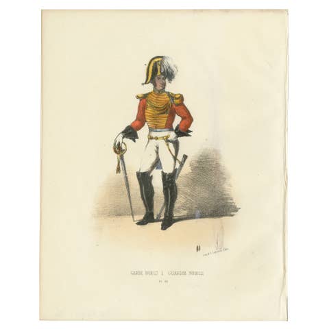 Honor and Elegance: Handcolored Print of a Noble Guard, Plate 32, 1862