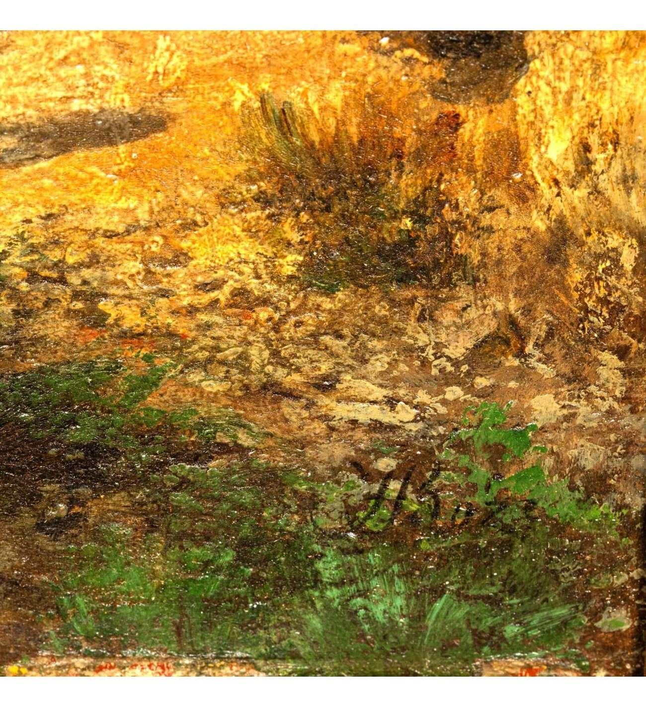 Honoré BOZE, Oil on panel+Riders and Bedouins walking on a path near a cliff For Sale 4