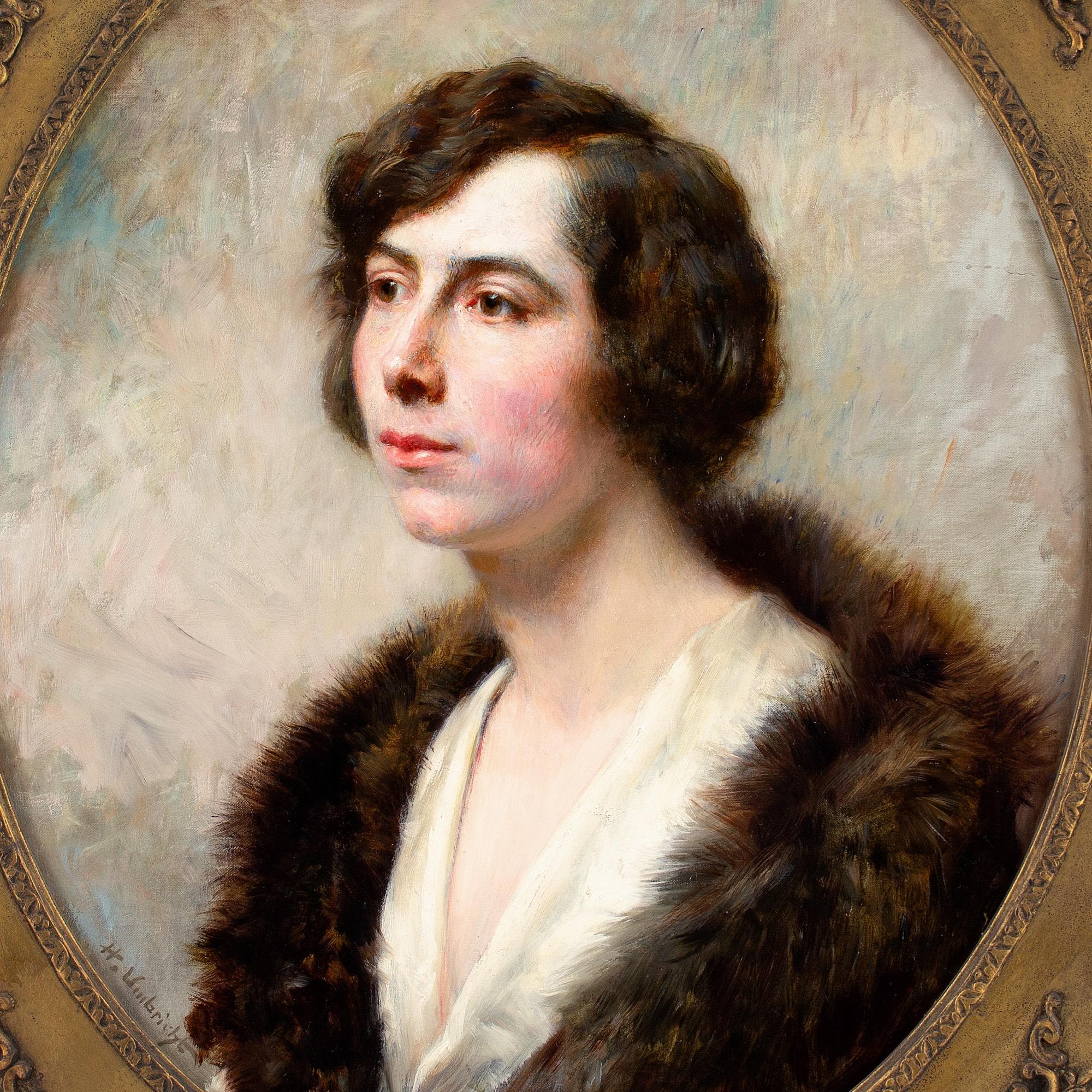 Honoré Louis Umbricht, Portrait de Marguerite Grosjean, peinture à l'huile  en vente 2