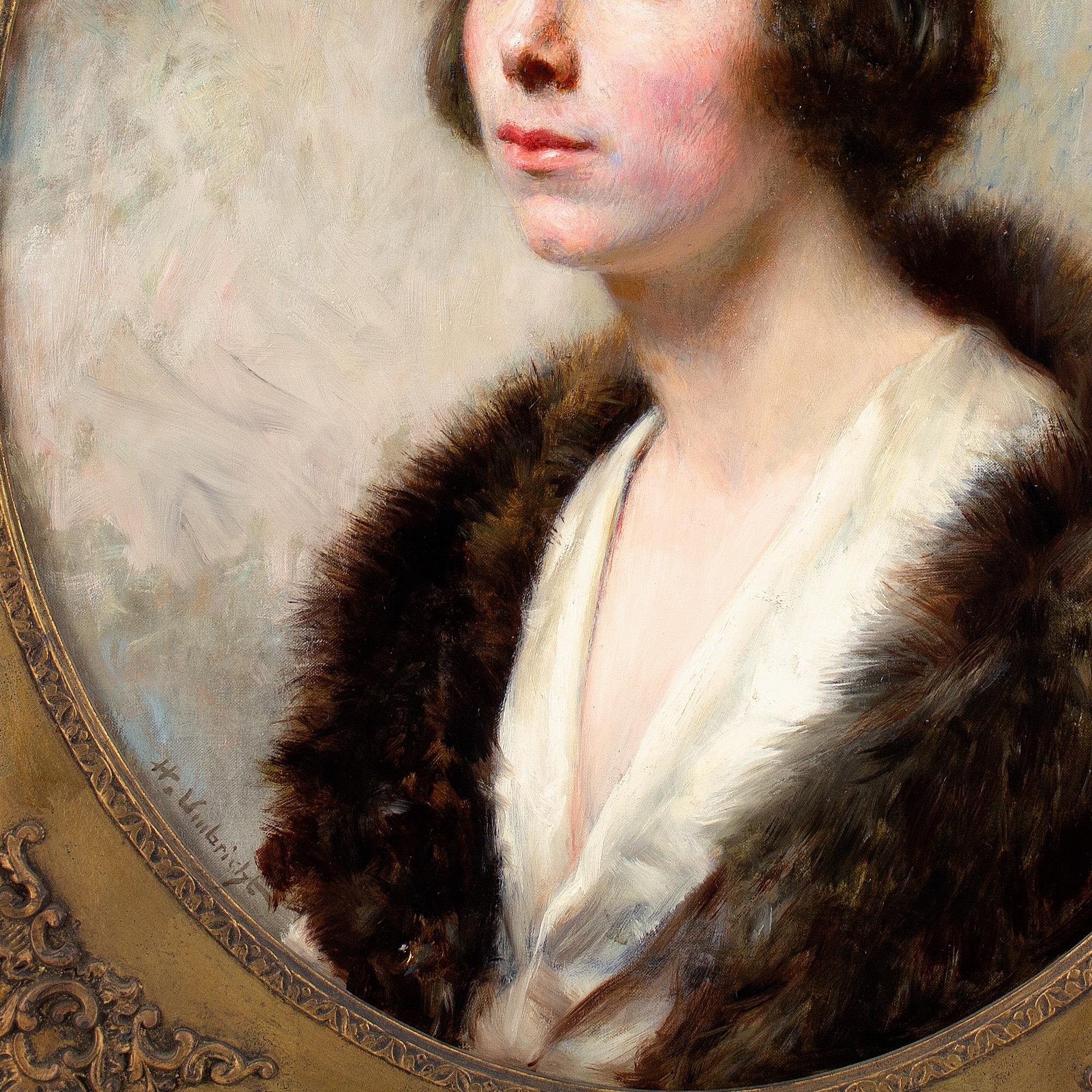 Honoré Louis Umbricht, Portrait de Marguerite Grosjean, peinture à l'huile  en vente 5