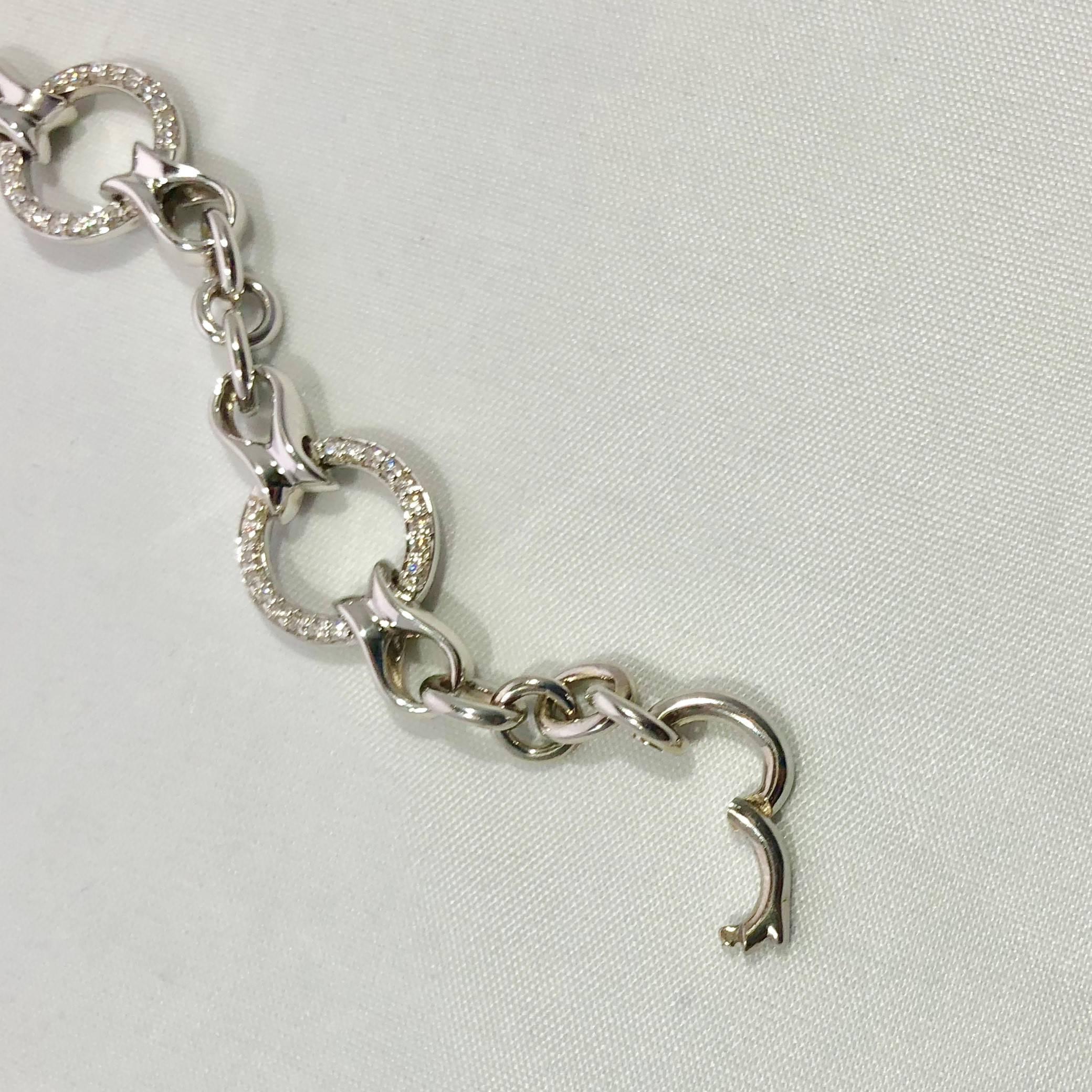 Honora 14 Karat White Gold and Round Diamond Chain Link Tennis Bracelet In Excellent Condition For Sale In Mansfield, OH