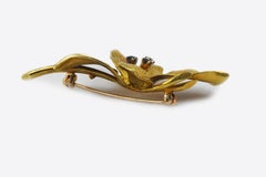 Honora 18 Karat Gold Sapphire and Diamond Lily Brooch
