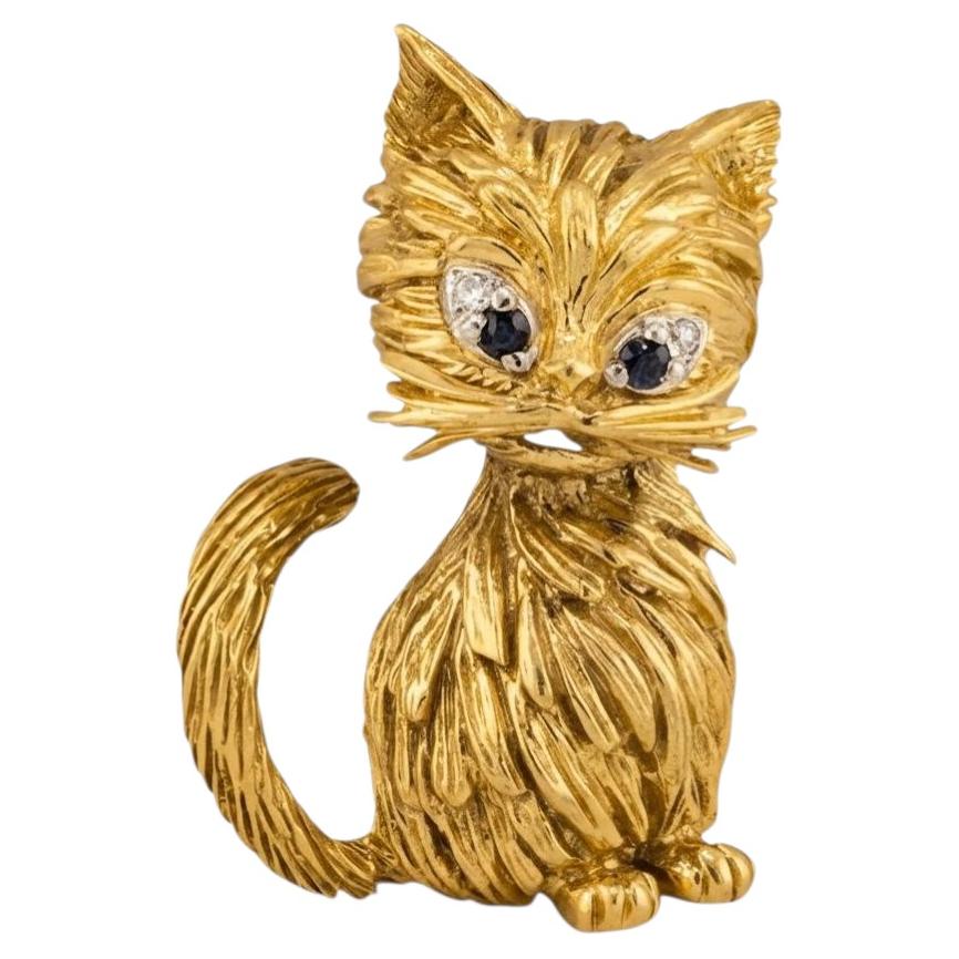 Broche « Kitty Cat » Honora en or 18 carats
