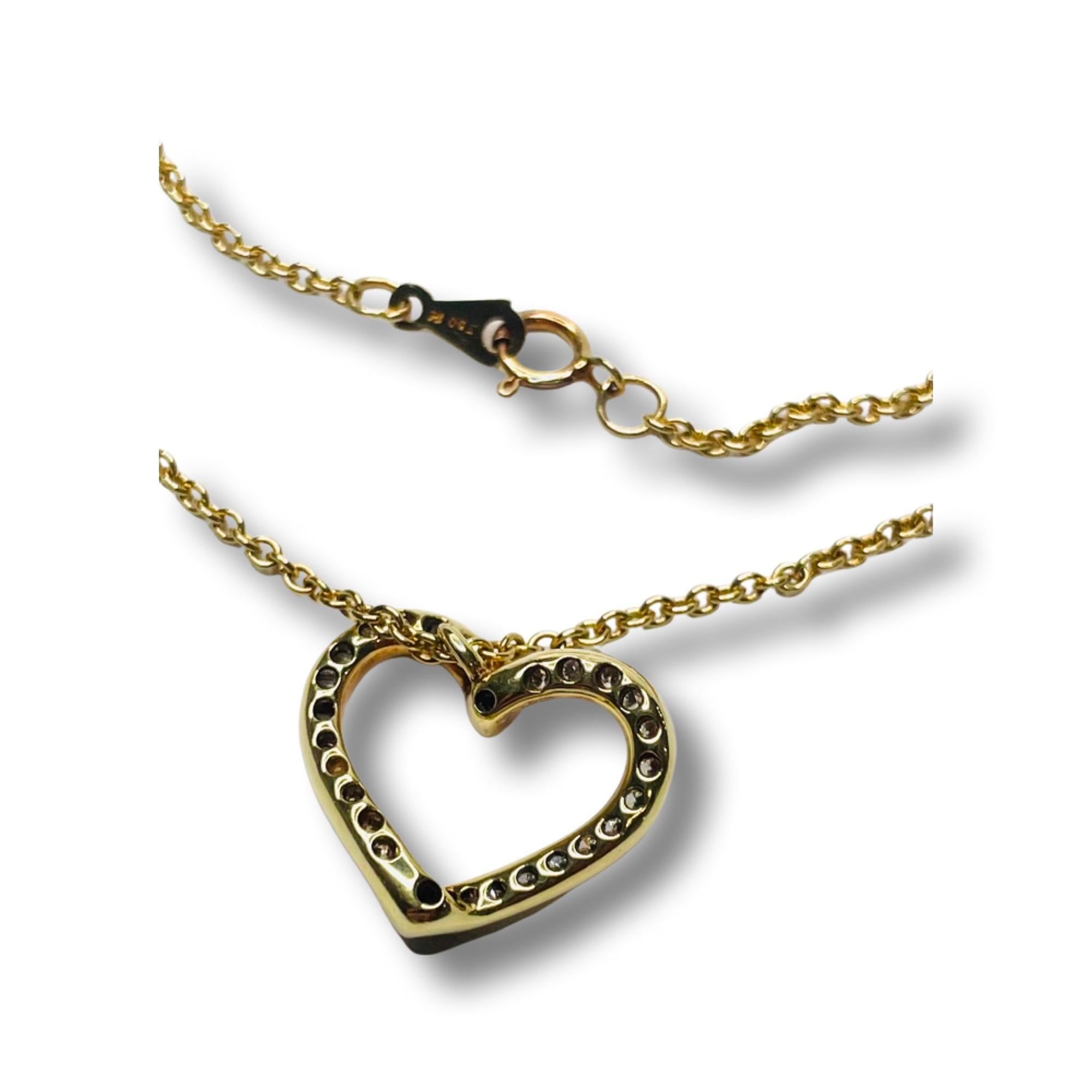 Women's or Men's Honora 18K Yellow Gold Diamond Heart Pendant with Chain For Sale