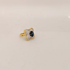 Honora 18kt Gold and 1.02ct, Diamond Ring with 2.27ct, Oval Blue Sapphire Center