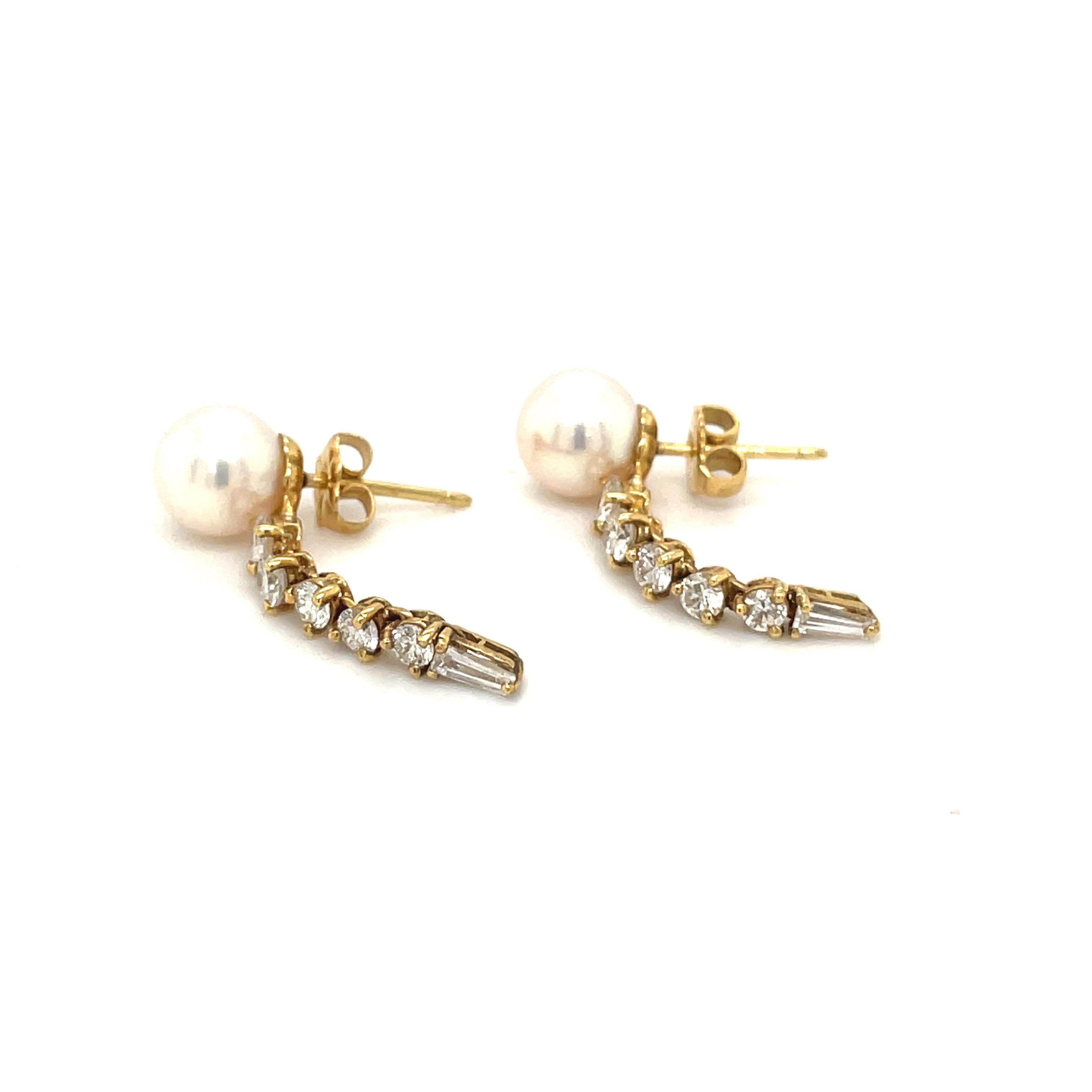 Honora Oro Amarillo 18kt Perla y Diamante 1.33ct. Pendientes colgantes Contemporáneo en venta