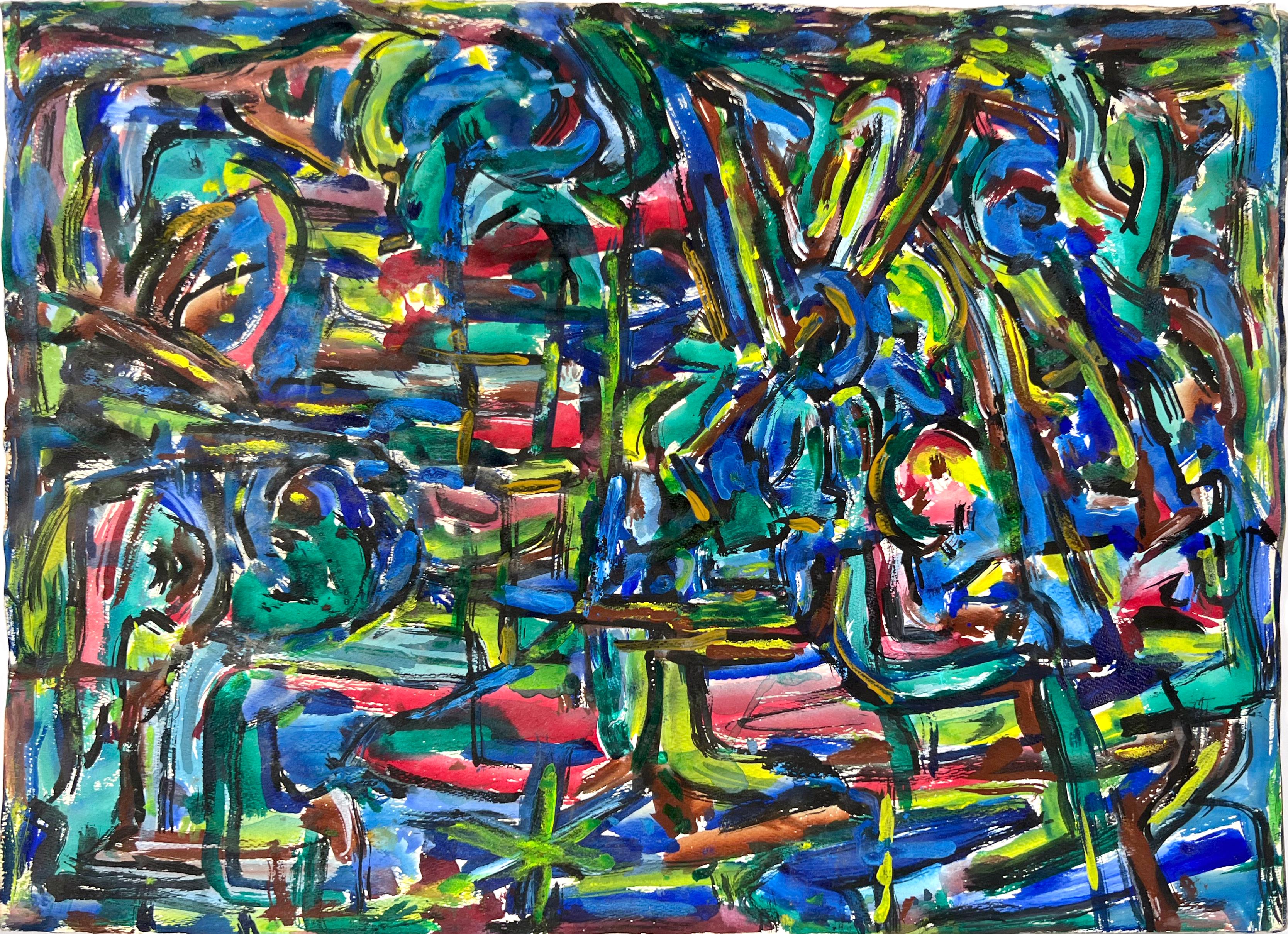 Abstrakter Expressionist Bay Area Fauvist Öl auf Papier Honora Berg Berkeley 1959 im Angebot 3