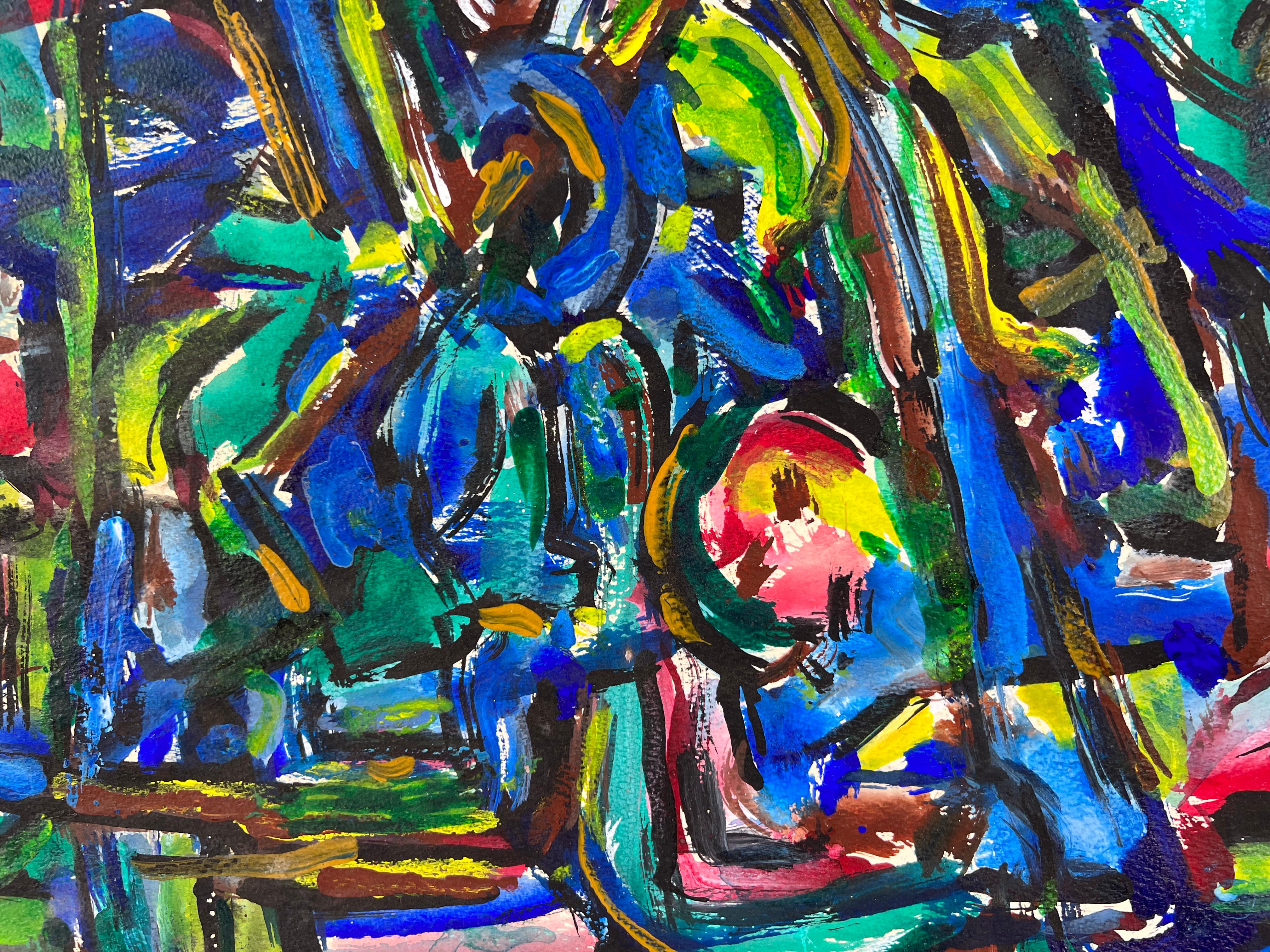 Abstrakter Expressionist Bay Area Fauvist Öl auf Papier Honora Berg Berkeley 1959 im Angebot 4