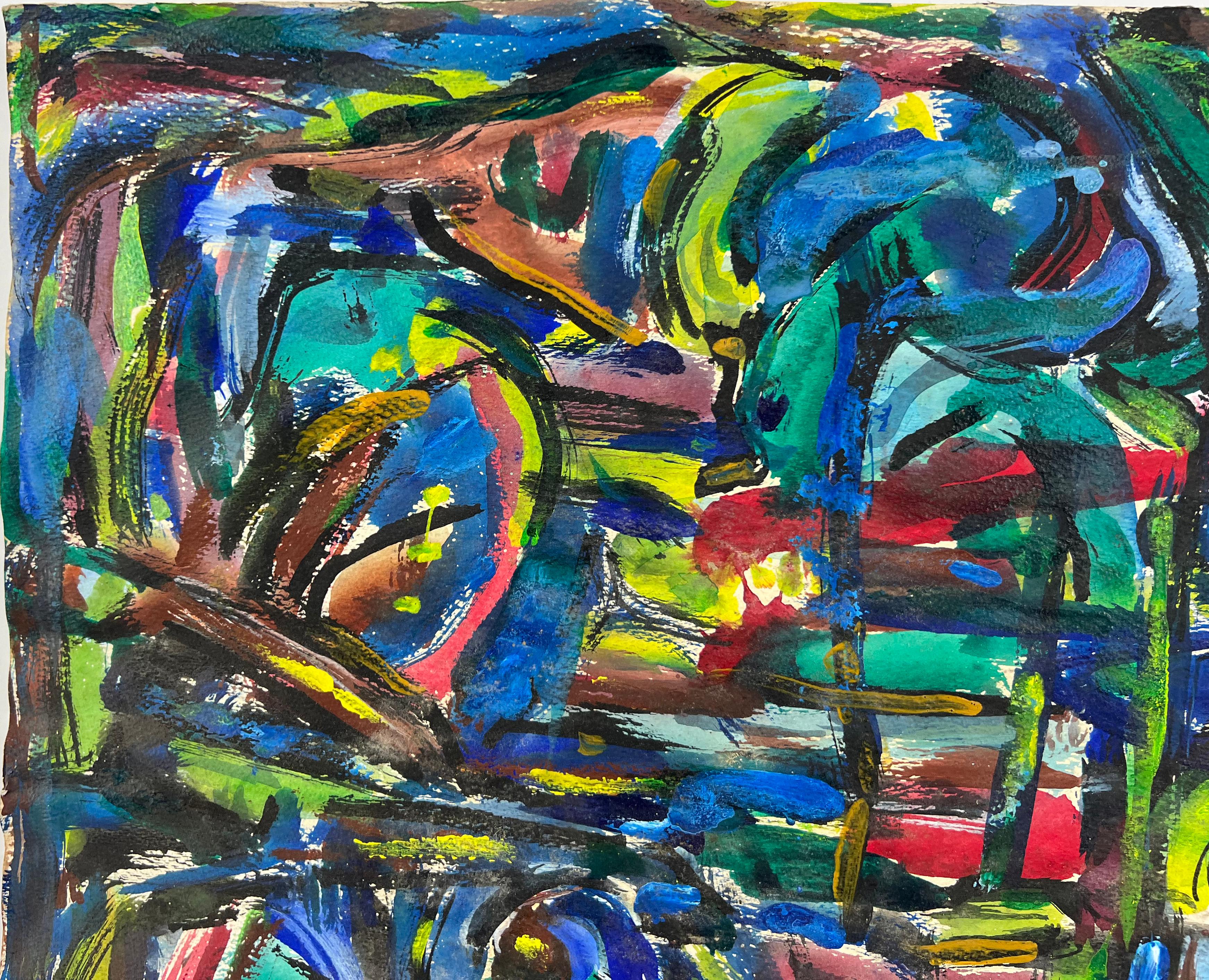 Abstrakter Expressionist Bay Area Fauvist Öl auf Papier Honora Berg Berkeley 1959 im Angebot 5