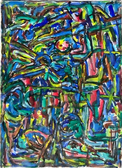 Abstrakter Expressionist Bay Area Fauvist Öl auf Papier Honora Berg Berkeley 1959