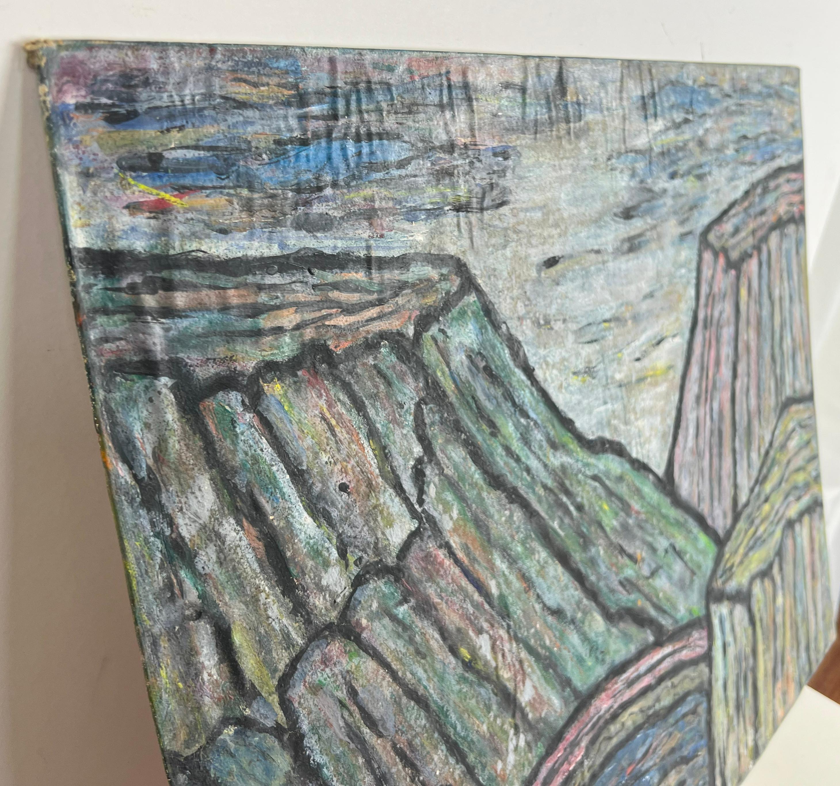 Abstracted River Canyon Landscape in Oil on Canvas For Sale 6