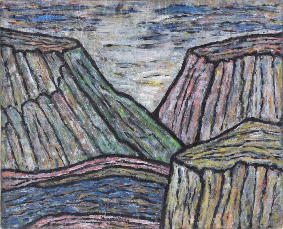 Abstracted River Canyon Landscape in Oil on Canvas