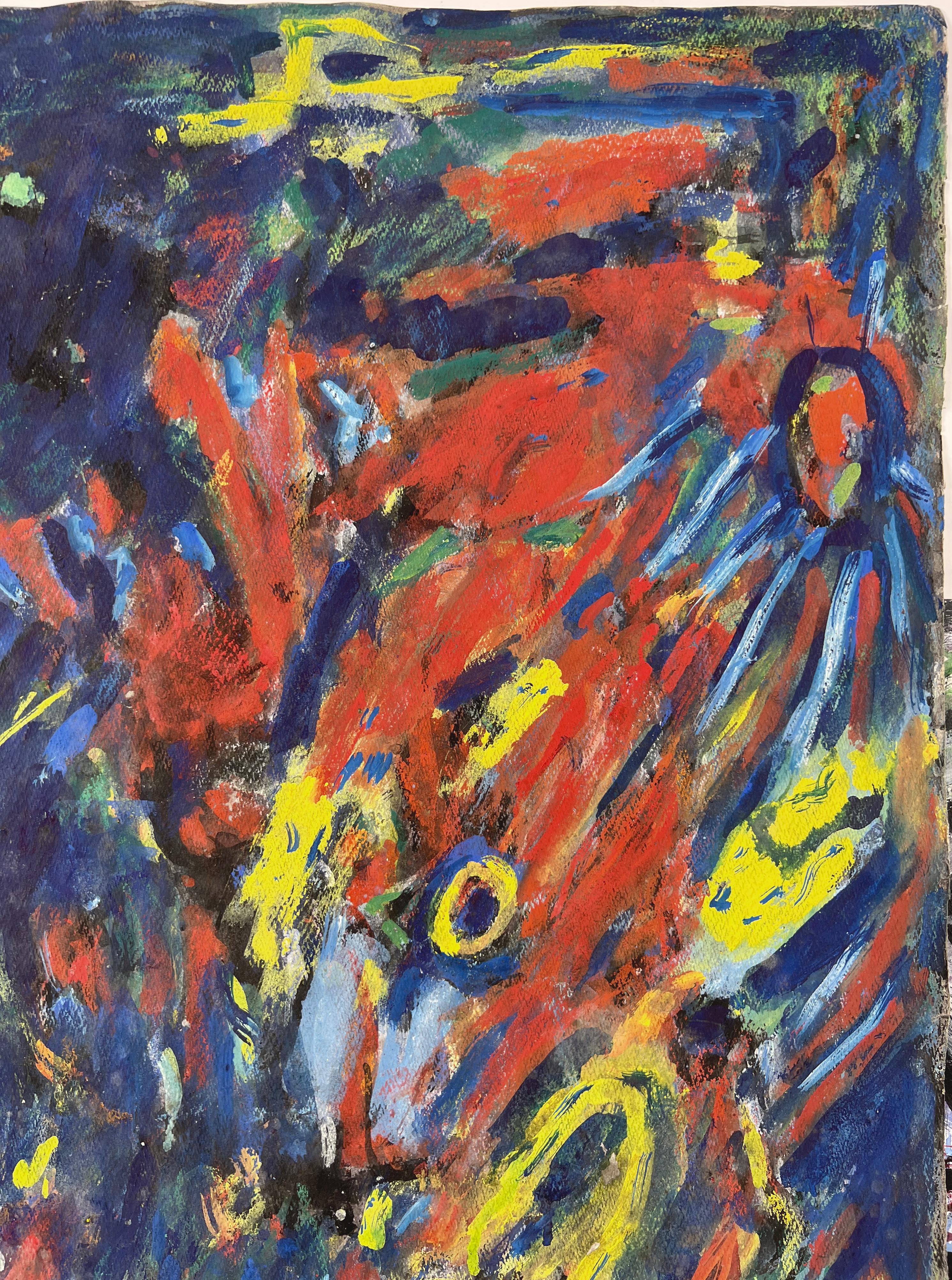 Bay Area Abstract Expressionist Fauvist Oil on Paper Honora Berg Berkeley 1959 en vente 1