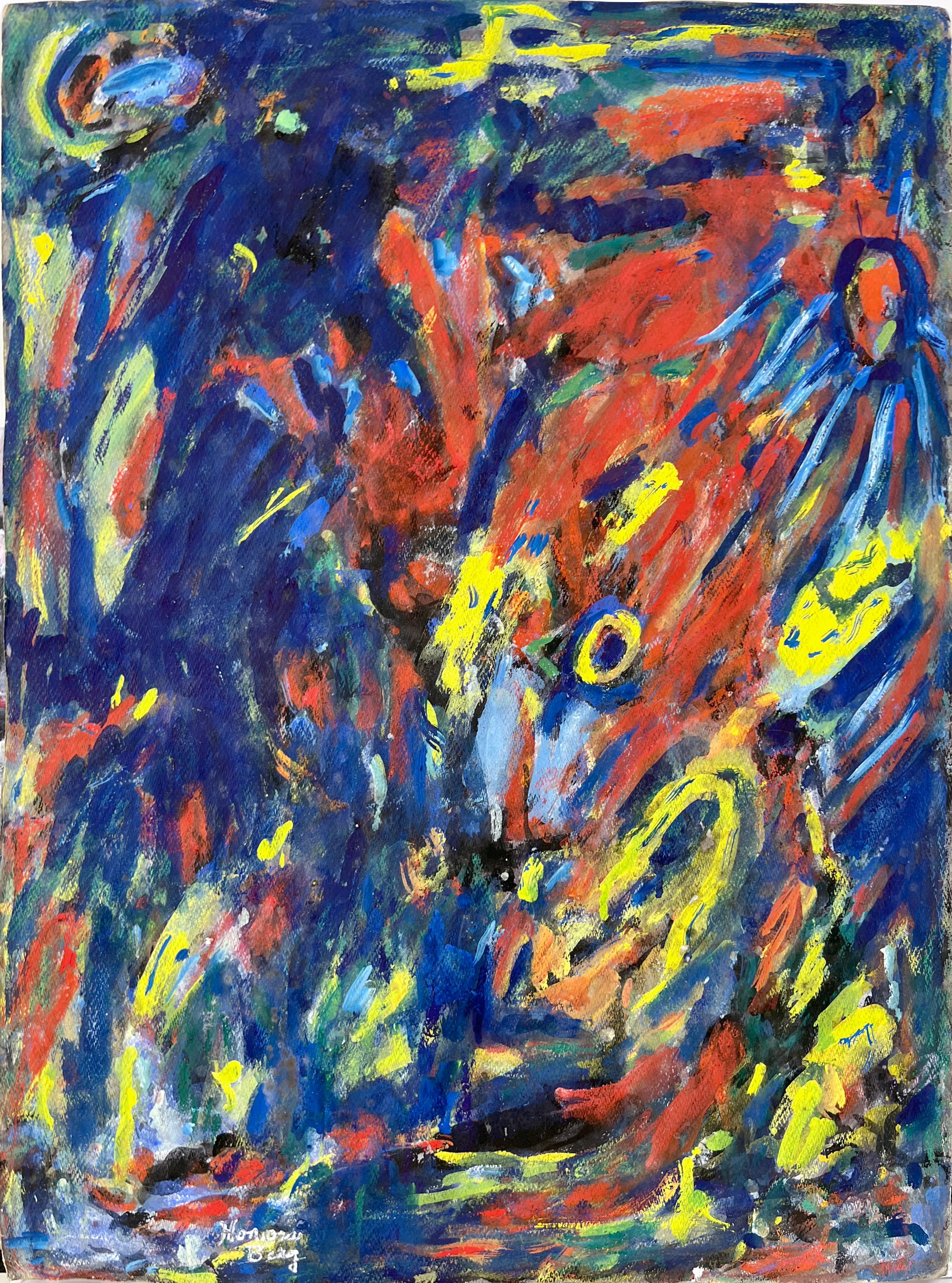 Bay Area Abstract Expressionist Fauvist Oil on Paper Honora Berg Berkeley 1959
Peinture expressionniste abstraite de Honora Berg (américaine, 1897-1985), réalisée dans la région de la baie de San Francisco. Des éclats de rouge sur des teintes de