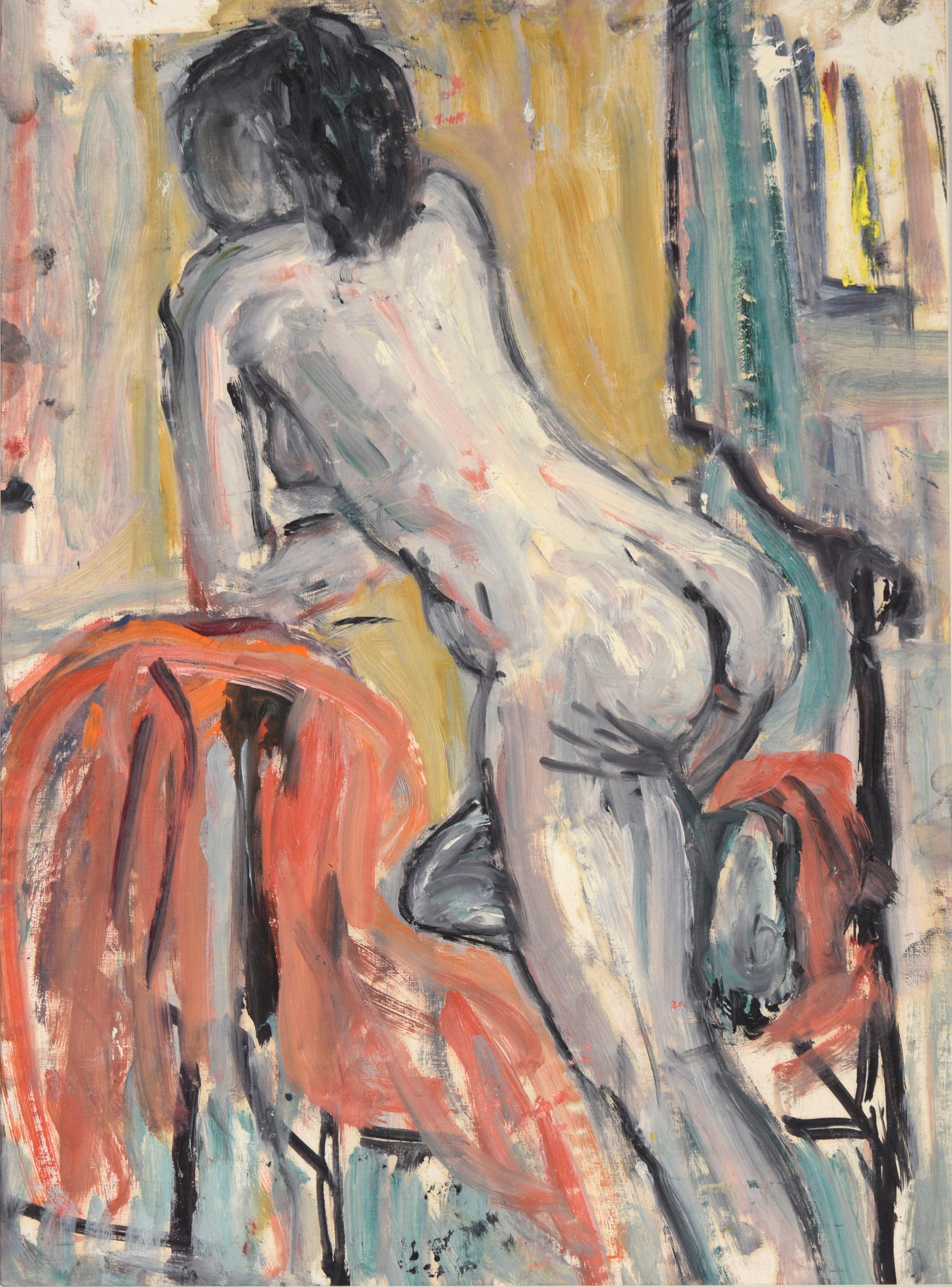 Bay Area Abstract Expressionist Leaning Nude - Painting by Honora Berg