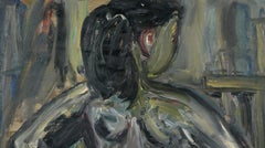 Bay Area Abstract Expressionist Standing Nude from Behind in Oil on Cardboard