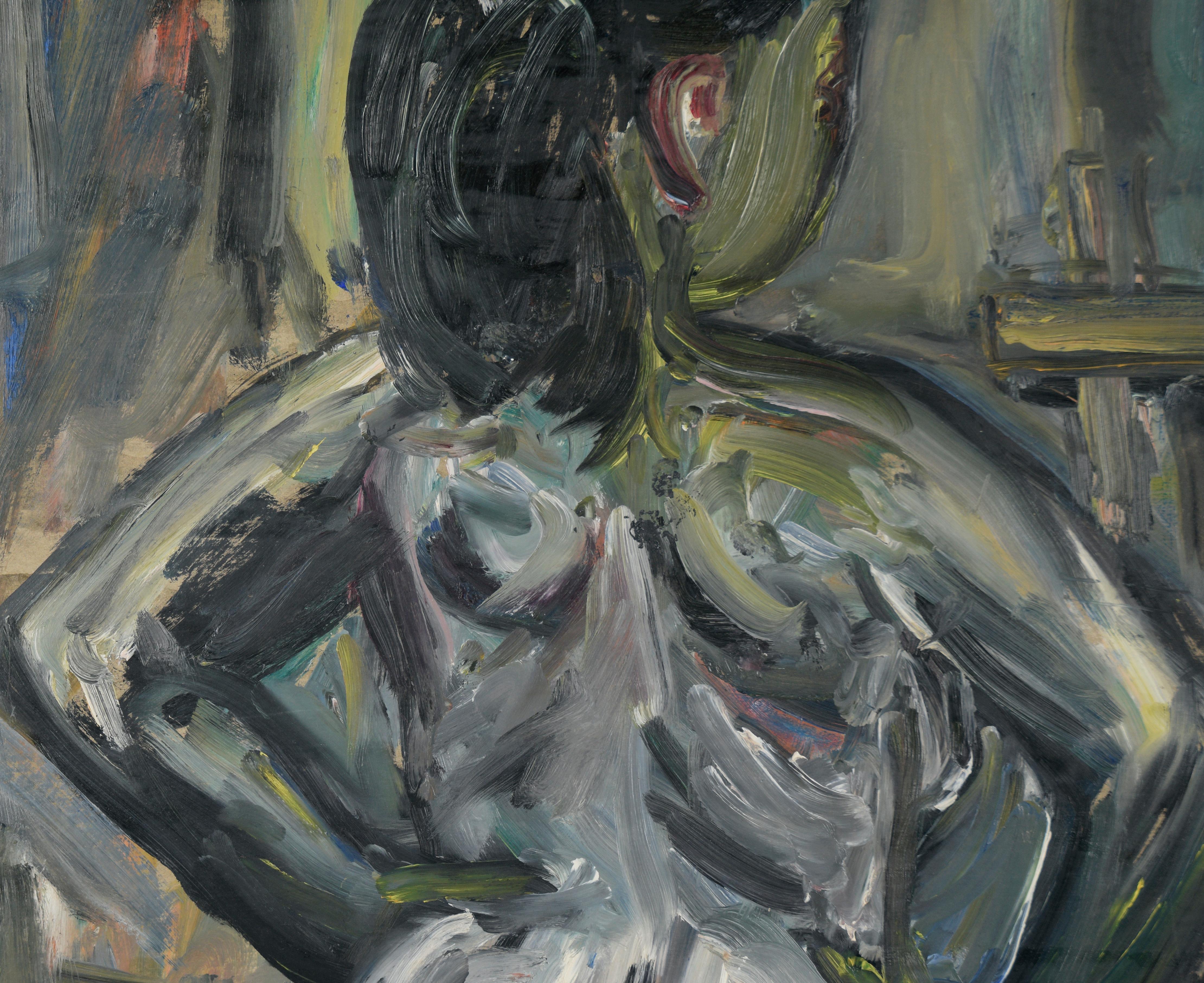 Abstrakt-expressionistischer Akt aus der Bay Area in Öl auf Karton (Abstrakter Expressionismus), Painting, von Honora Berg