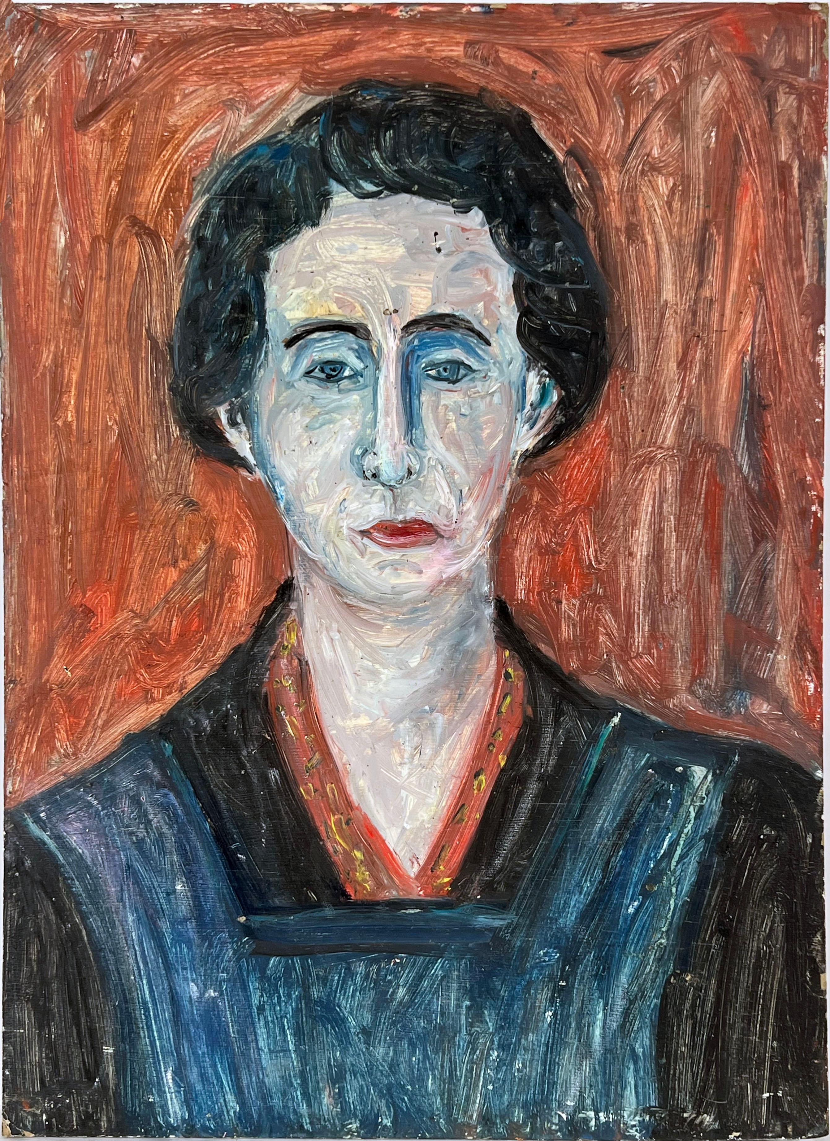 Honora Berg Figurative Painting – Porträt einer Frau aus der Bay Area Figurative Movement in Öl auf Künstlerkarton, 1950er Jahre