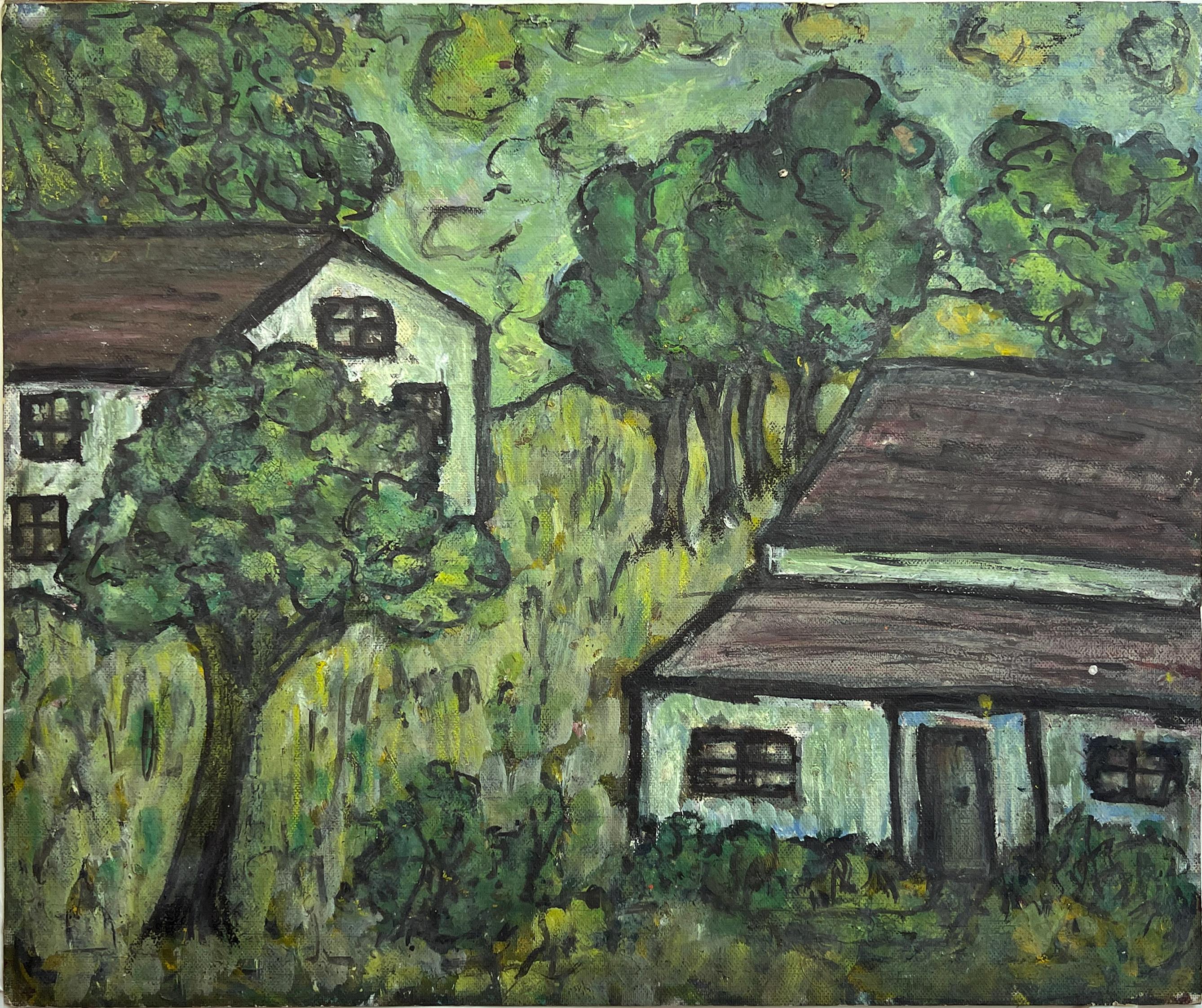 House In The Green - Acrylique sur papier d'origine - Painting de Honora Berg