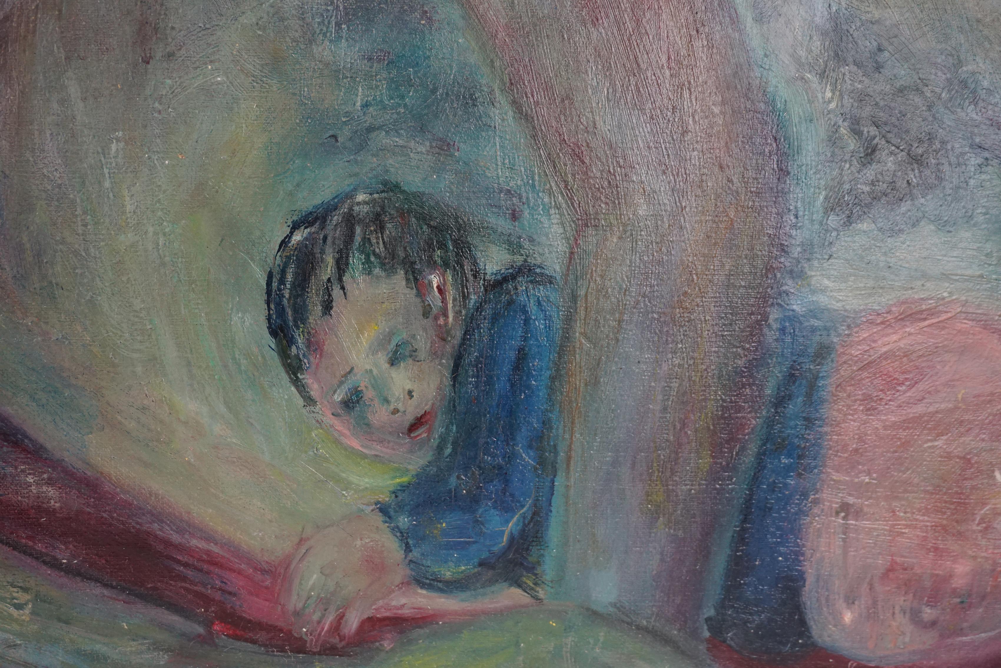 Figuratif expressionniste abstrait du milieu du siècle dernier - Mère et bébé - Expressionnisme abstrait Painting par Honora Berg