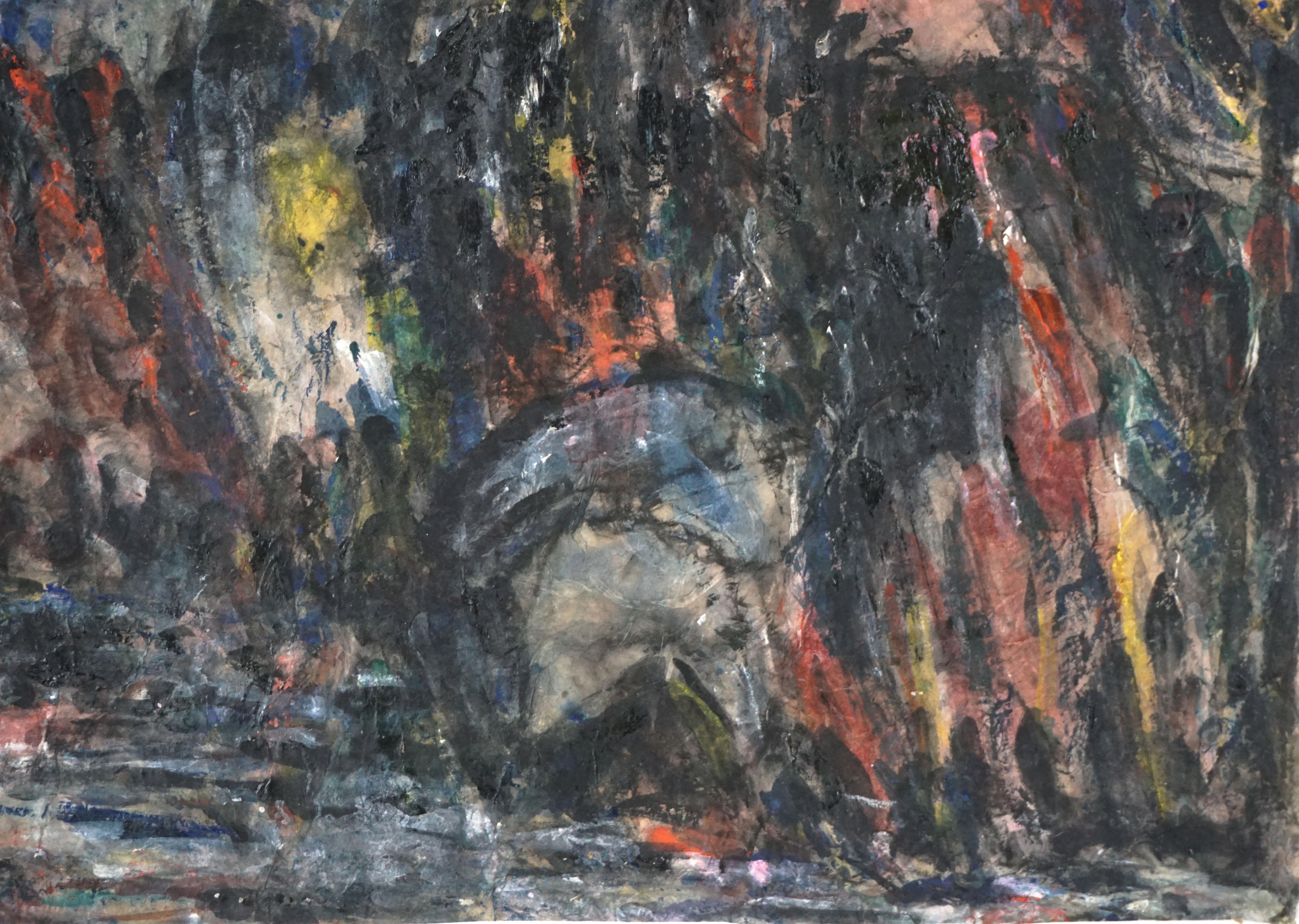 Pintura expresionista abstracta de mediados de siglo -- Half Dome From Yosemite Valley - Painting De la posguerra de Honora Berg