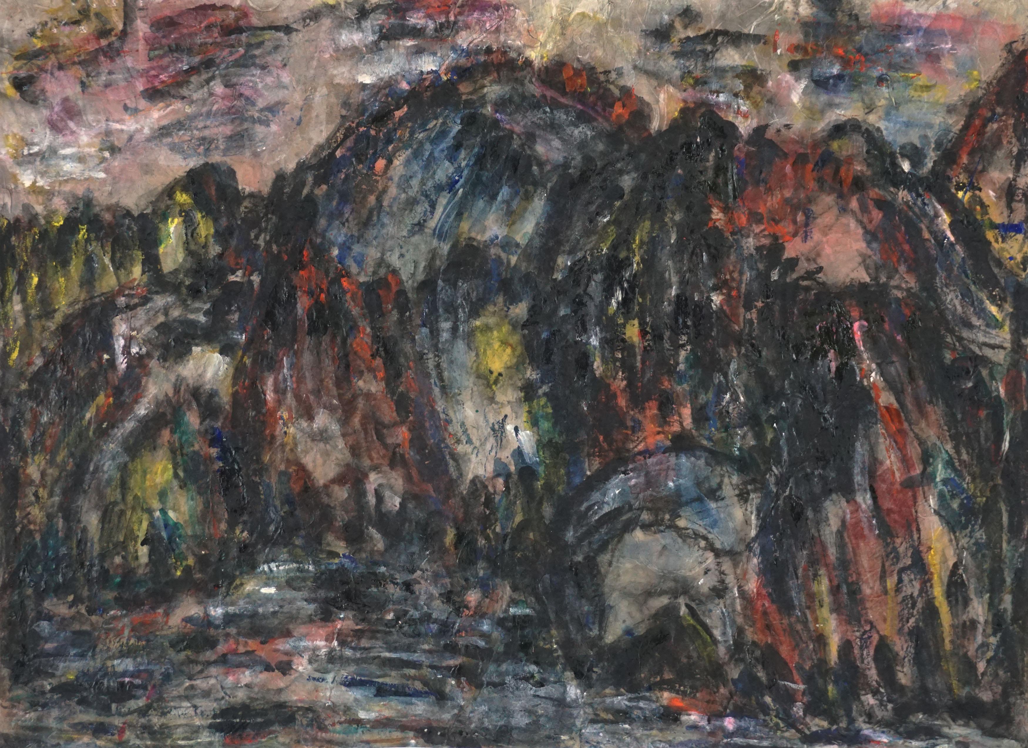 Mid Century Abstract Expressionist Painting -- Half Dome From Yosemite Valley
