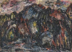 Retro Mid Century Abstract Expressionist Painting -- Half Dome From Yosemite Valley