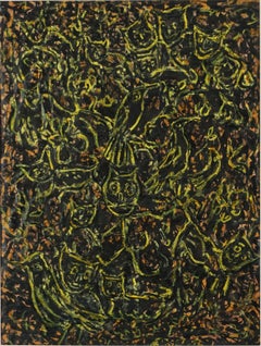 Expressionniste abstrait de la Bay Area du milieu du siècle - Chats et oiseaux