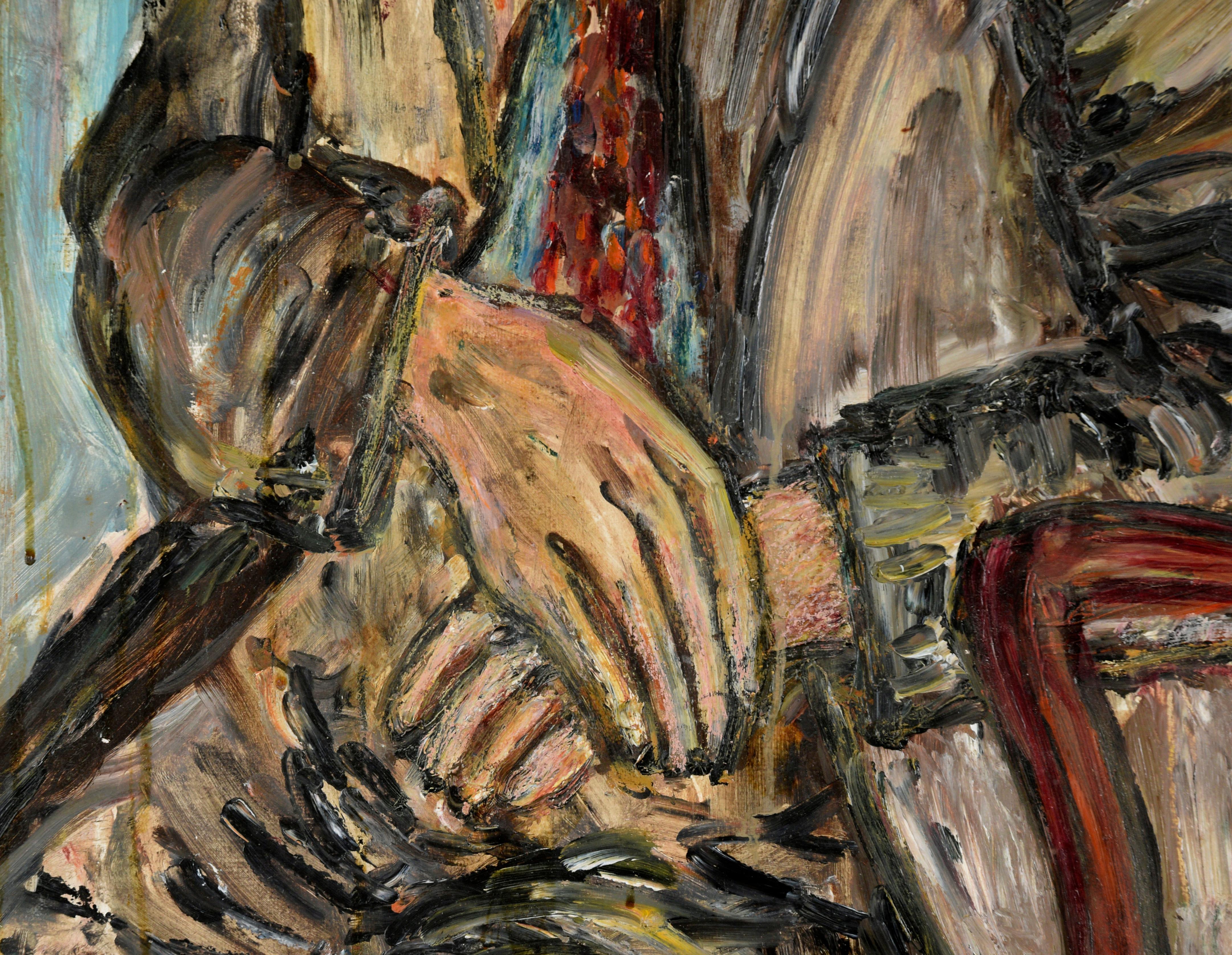 Ritratto di uomo in abito da sera, olio su masonite, metà del secolo scorso in vendita 1