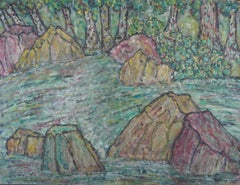 Modernistische Bergbachlandschaft aus der Mitte des Jahrhunderts