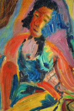 Mid Century Multi-Color Abstract Expressionist Figurative