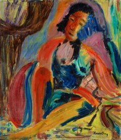 Mid Century Multi-Color Abstract Expressionist Figurative