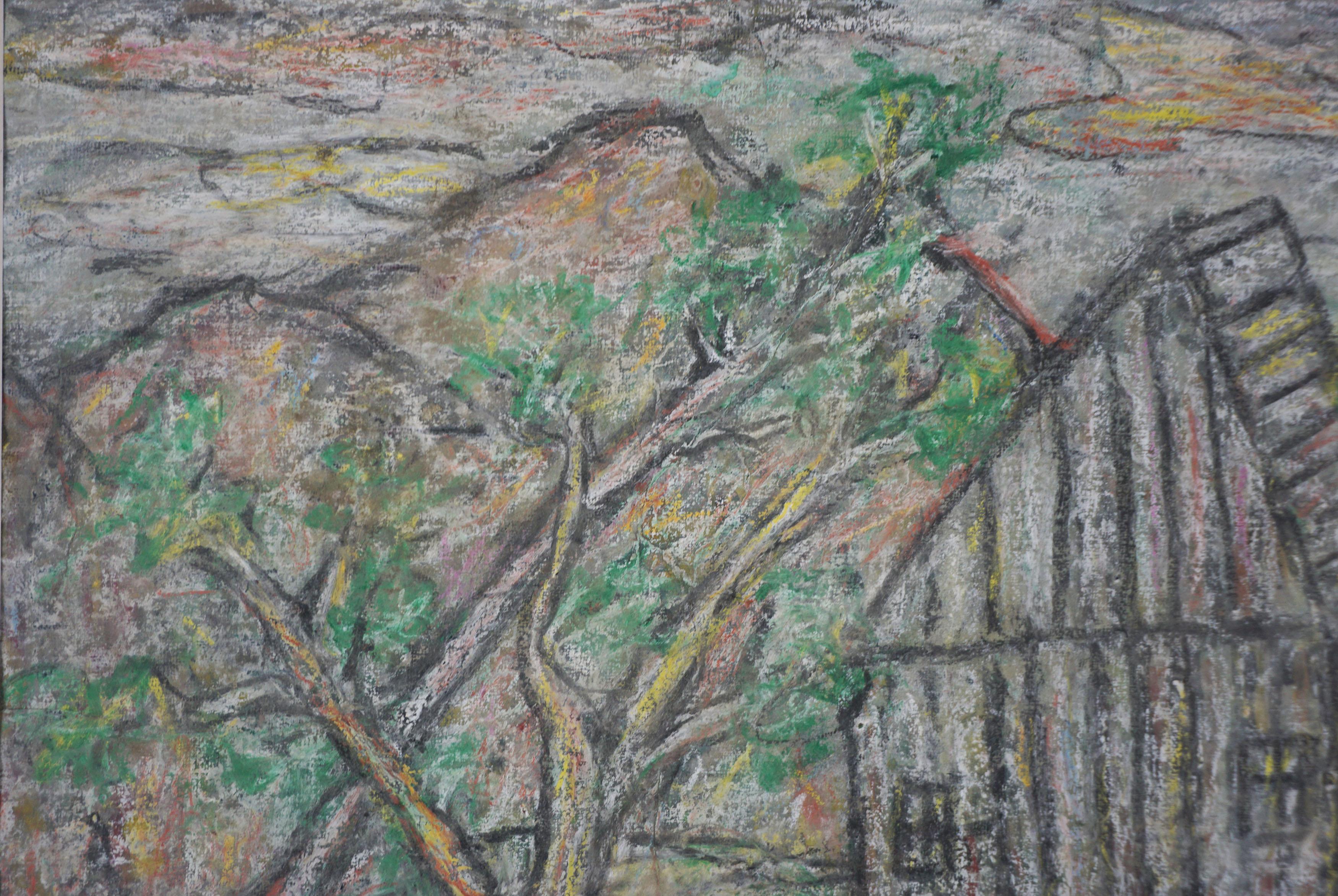 Espressionismo astratto originale della metà del secolo -- Paesaggio della Cabine della Sierra in vendita 1