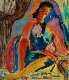 Mid Century Multi-Color Abstract Expressionist Nude Figure 