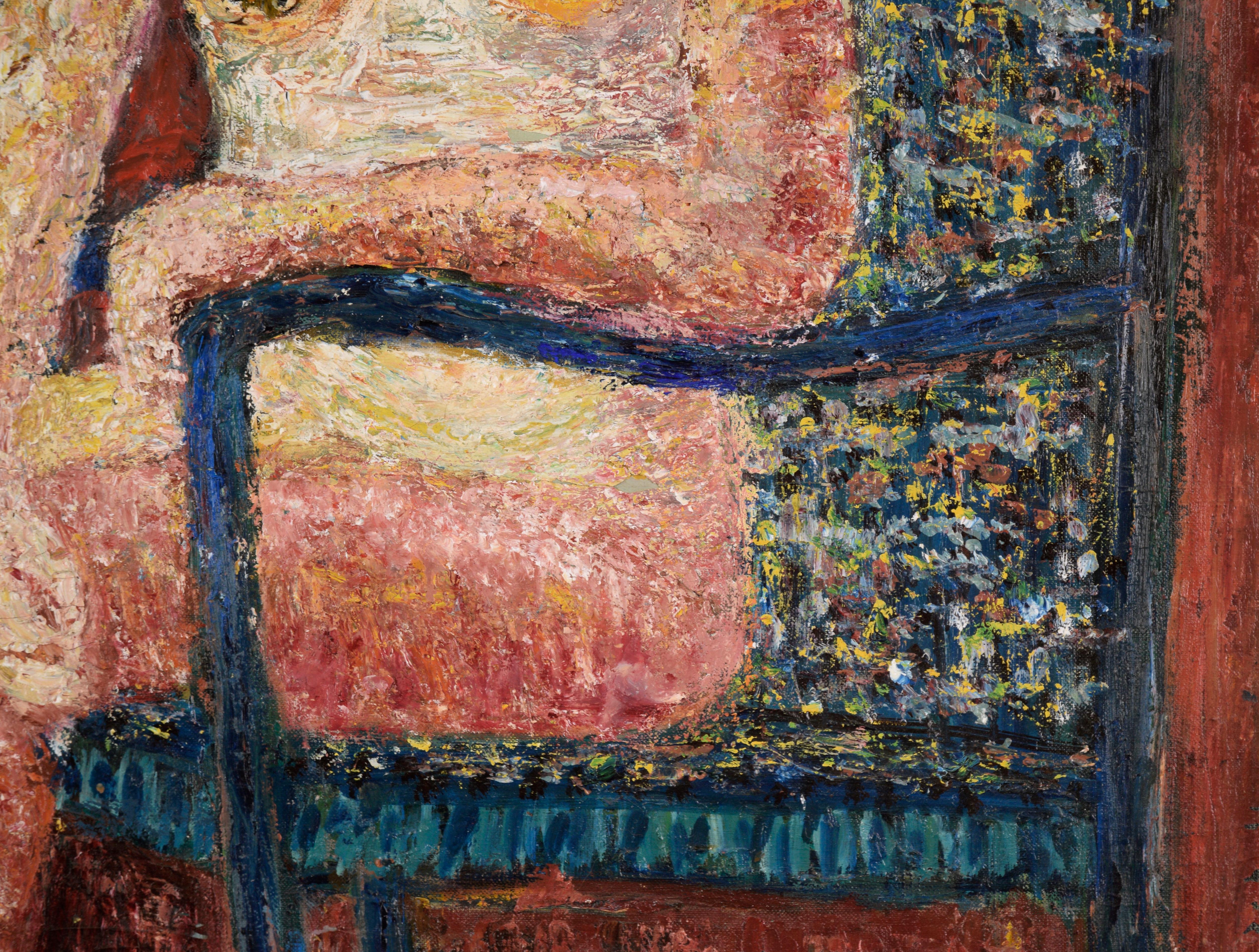 Porträt von Joan Brown Bay Area, Abstrakter Expressionismus, sitzender Akt, Öl auf Leinwand im Angebot 2
