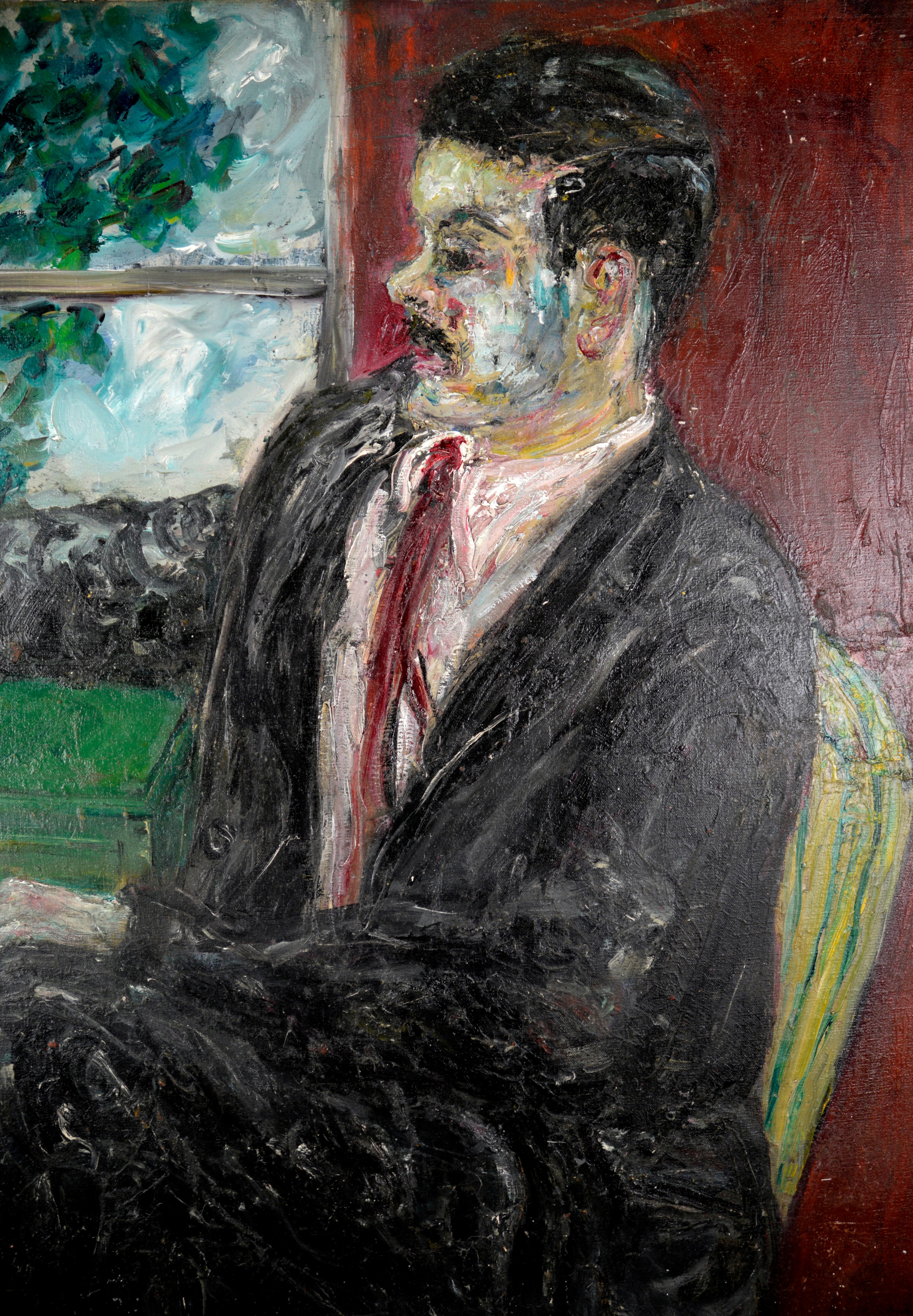 Porträt des Künstlers Manuel Neri, schweres Impasto auf Leinen, San Francisco, abstrakt (Abstrakter Impressionismus), Painting, von Honora Berg