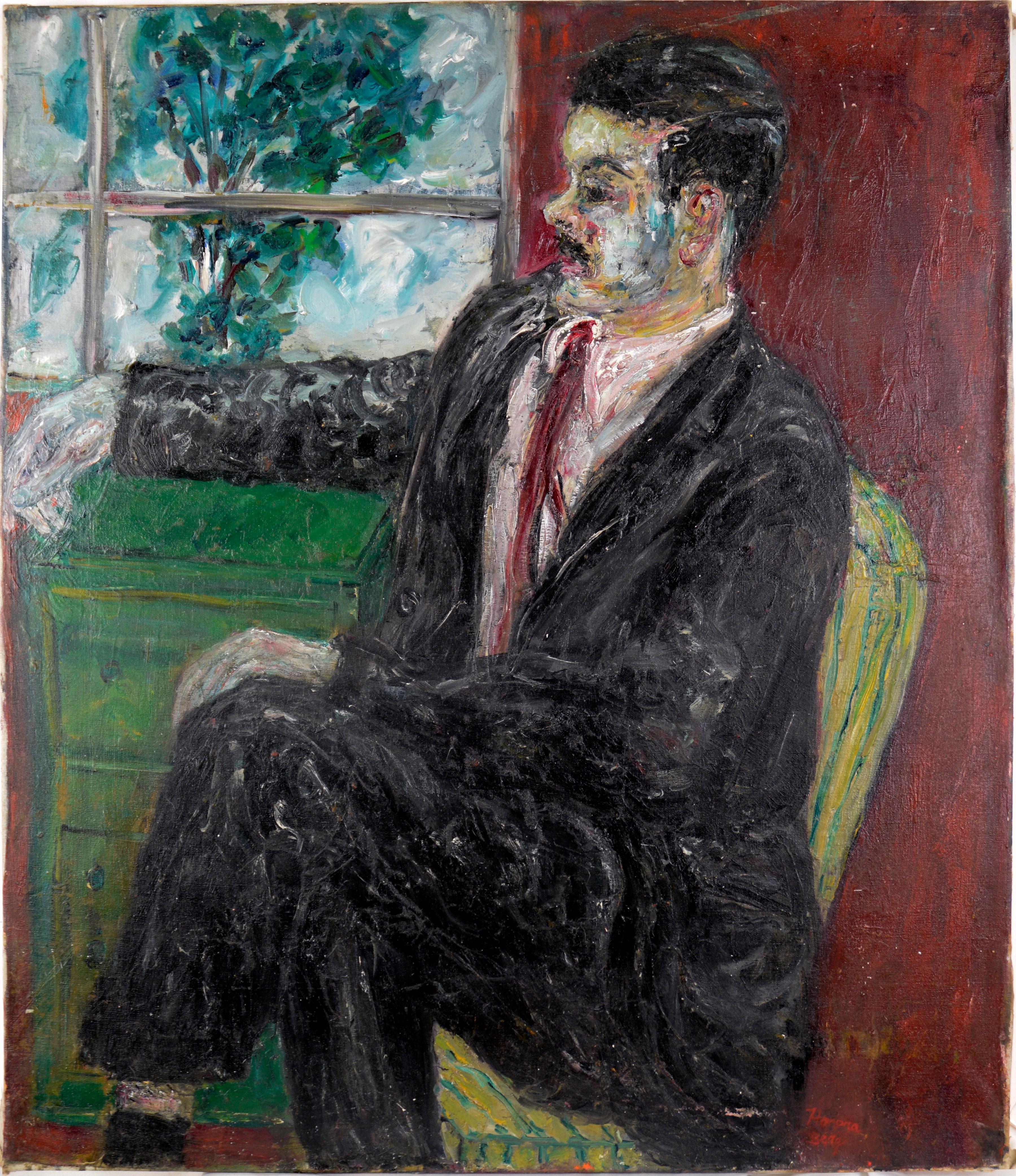 Ritratto dell'artista Manuel Neri Impasto pesante su tela San Francisco Astratto