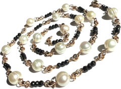 Collier station Honora en bronze, avec perles blanches de culture de 10 mm, 90 cm