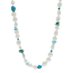Collier Honora perles de culture d'eau douce turquoise aigue-marine 41 1/2" Ster 925