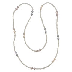 Honora Zuchtperlenkette mit grauen pfirsichfarbenen, rosa und weißen Perlen 1990er Jahre