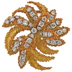 Vintage Honora Diamond Yellow Gold Brooch Pendant