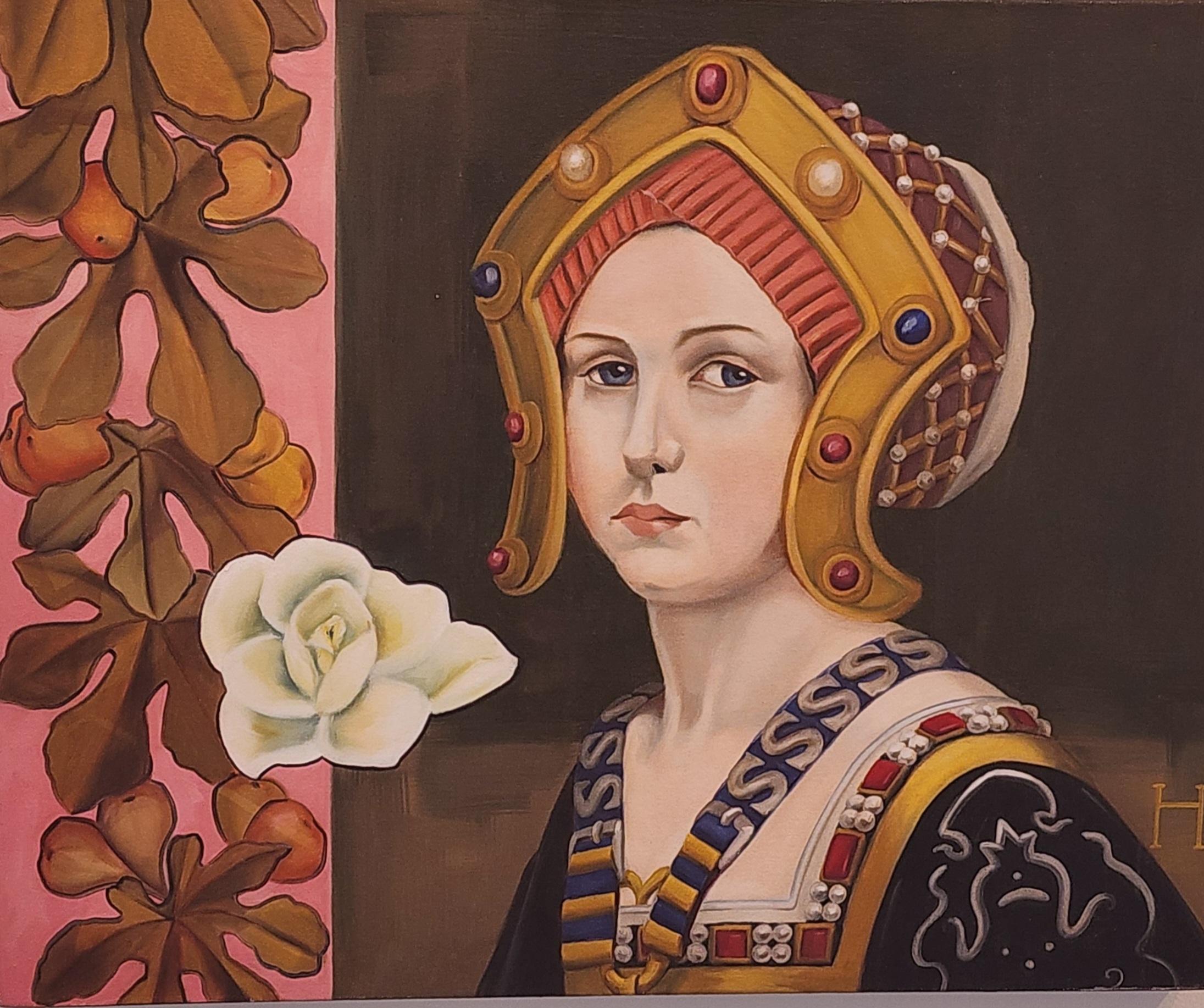 Elizabeth with a White Rose Portrait Oil on Canvas White Rose Tudor Queen