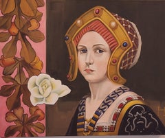 Elizabeth with a White Rose Portrait Oil on Canvas White Rose Tudor Queen