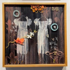 Flowing , American Artist, Figurative Painting, Floral, Framed Plexiglass