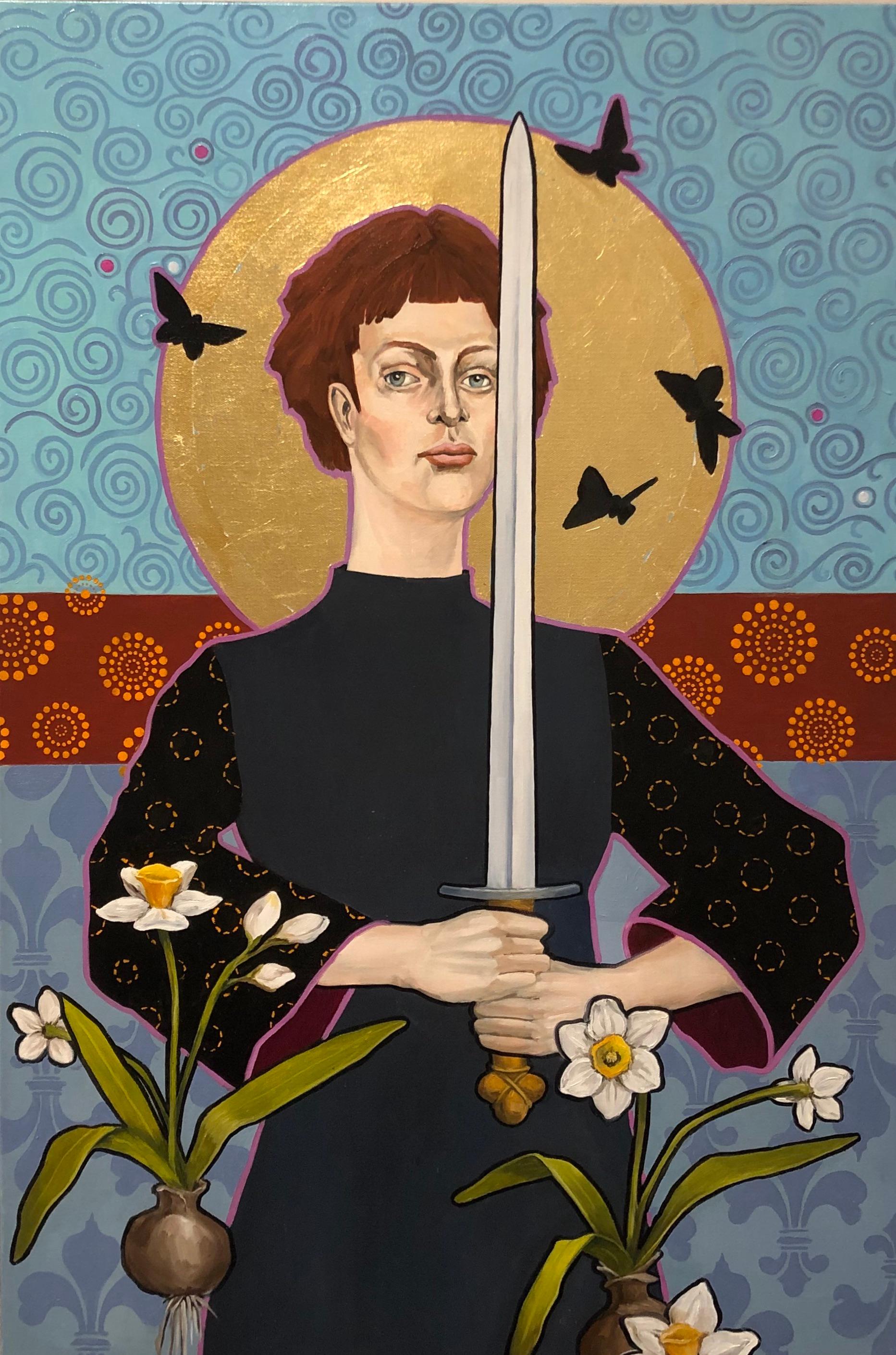 FREE SHIPPING AT CHECKOUT
Joan Amid Narcissus is a new painting  by artist Honora Jacob. Also included in the images are two other paintings that were recently completed. Here is an article that goes into detail about her new series of paintings