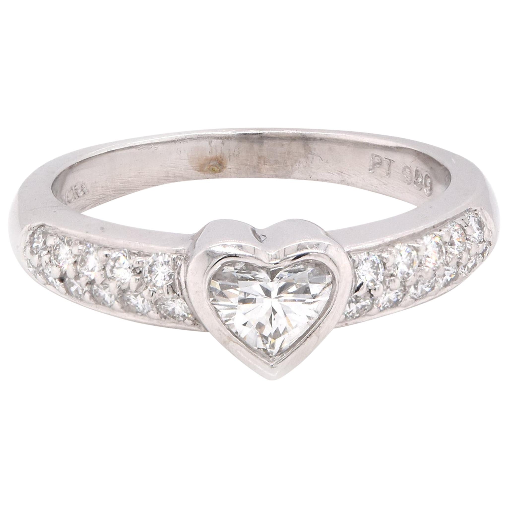 Honora Platinum Heart Diamond Engagement Ring For Sale