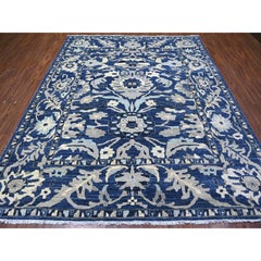 Honorable Blauer handgeknüpfter orientalischer Teppich aus Wolle im Peshawar Mahal-Design 8'3" x 9'8"