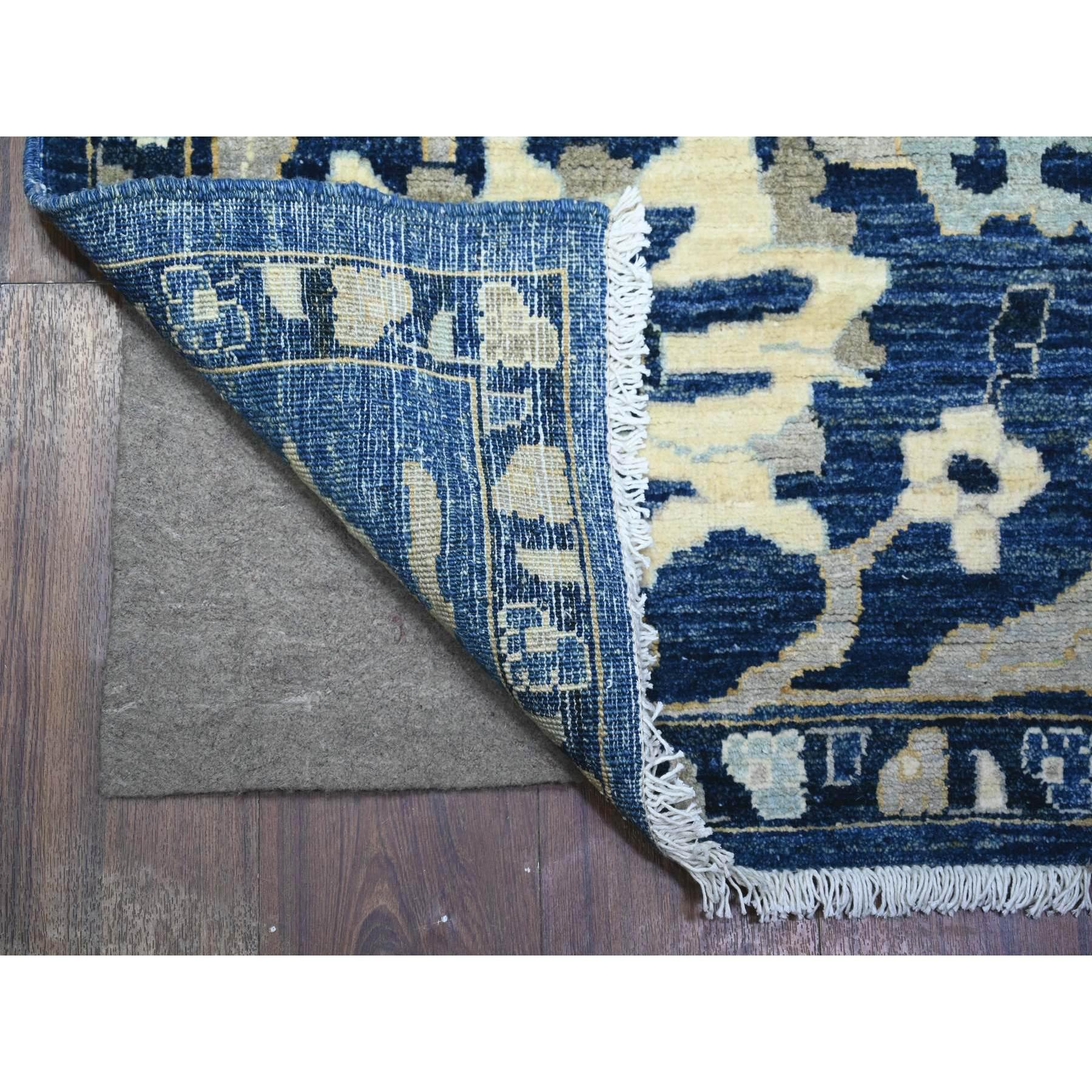 Afghan Honorable tapis oriental Peshawar Mahal Design en laine bleue nouée à la main 8'3