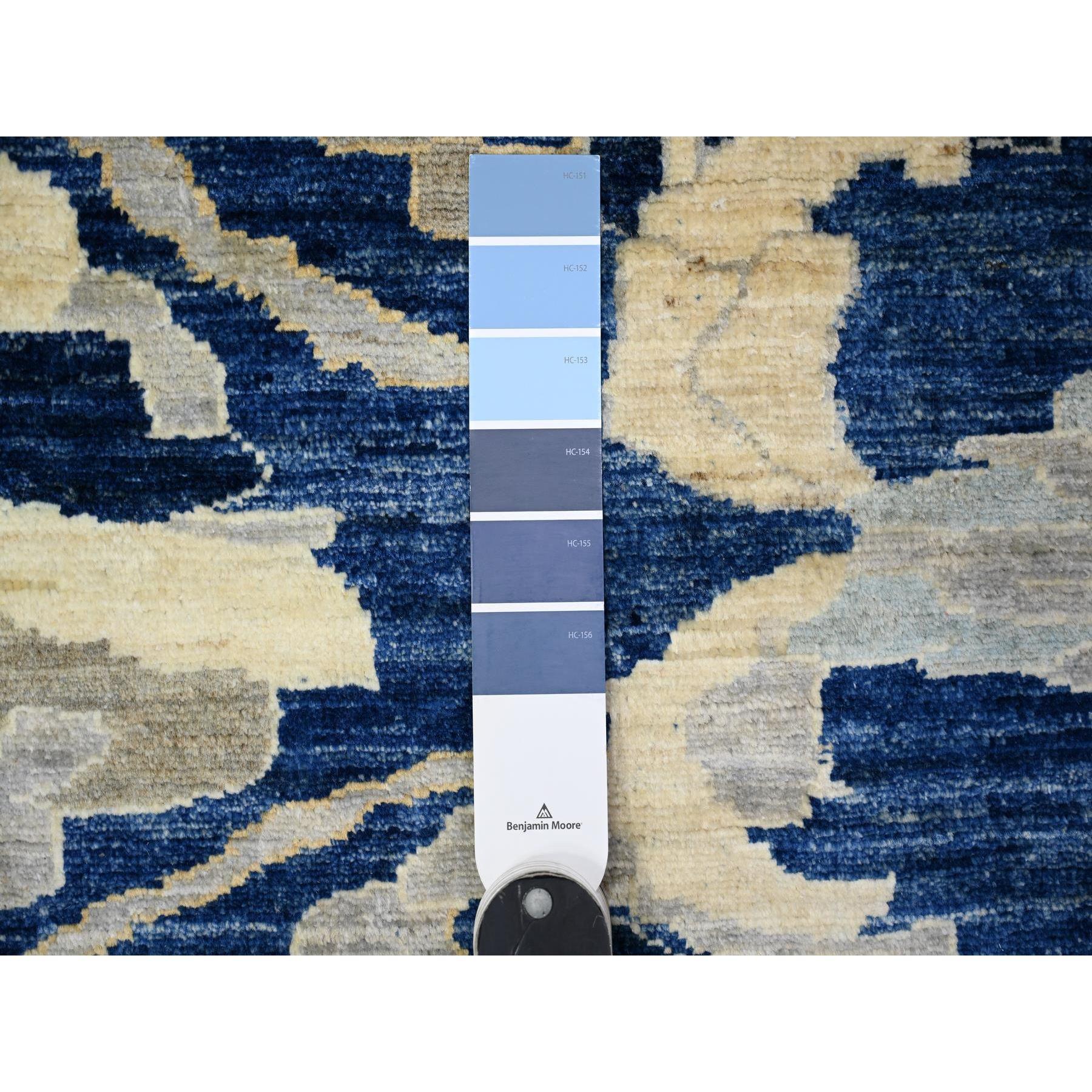 XXIe siècle et contemporain Honorable tapis oriental Peshawar Mahal Design en laine bleue nouée à la main 8'3