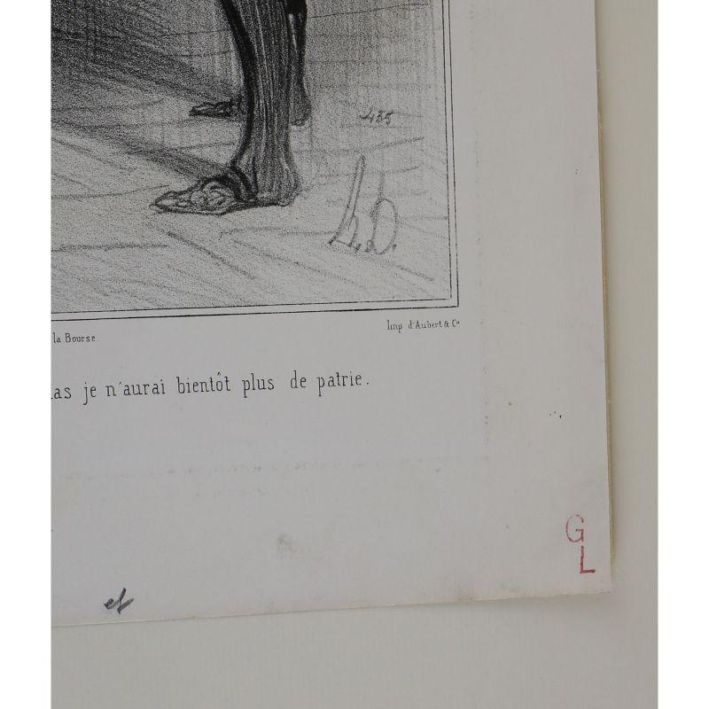 Honore Daumier Lithograph Initialed HD My Homeland In Good Condition For Sale In Gardena, CA